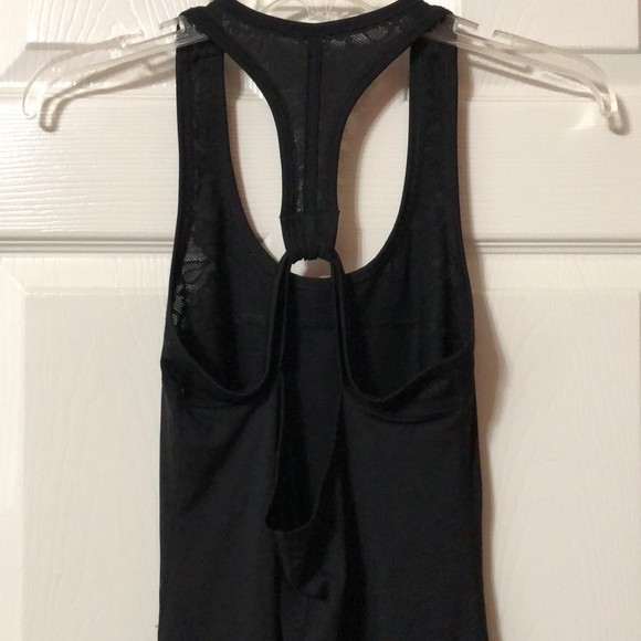 Tank Top Racerback Black with Mesh Lace Exercise Top - Picture 3 of 6